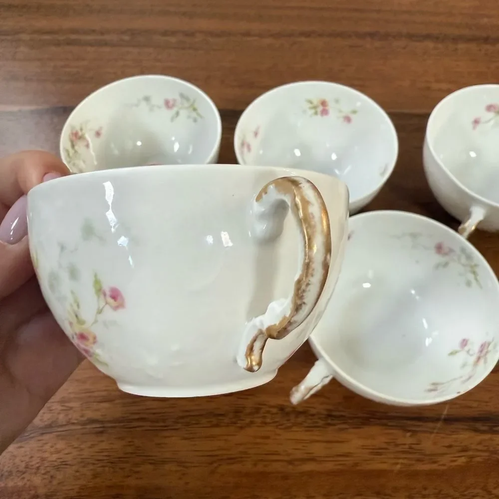 Antique Theodore Haviland Limoges Schleiger 150 Rose Cup Pink Flowers